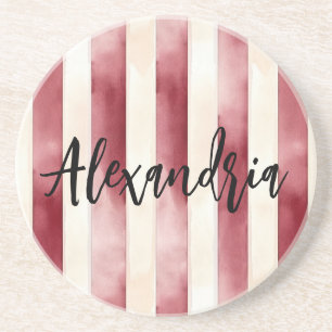 Red Cream Stripes Coaster