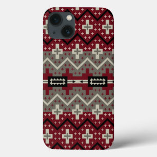 Red Cream Tribal Pattern Abstract iPhone 13 Case