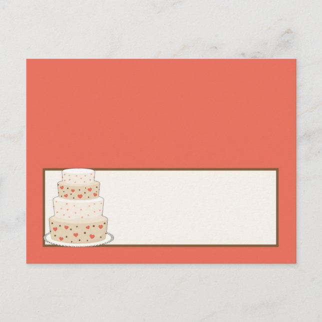 Red/Creme Wedding Cake Place Card (Front)