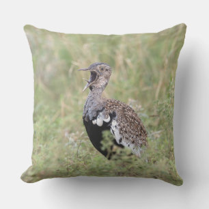Red Crested Korhaan Outdoor Pillow