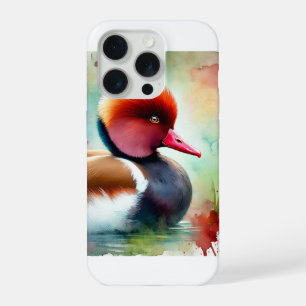 Red Crested Pochard 080824AREF120 - Watercolor iPhone 15 Pro Case