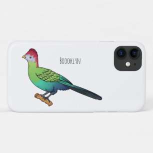 Red-crested turaco bird cartoon illustration iPhone 11 case