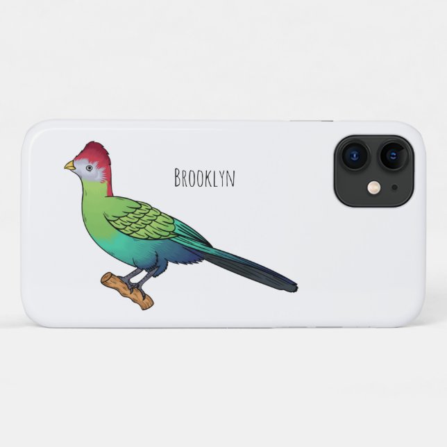 Red-crested turaco bird cartoon illustration Case-Mate iPhone case (Back (Horizontal))