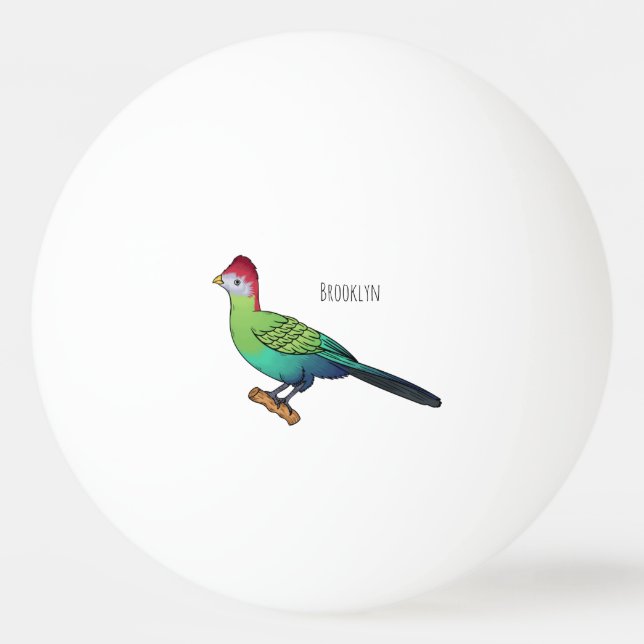 Red-crested turaco bird cartoon illustration ping pong ball (Front)