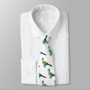 Red-crested turaco bird cartoon illustration tie