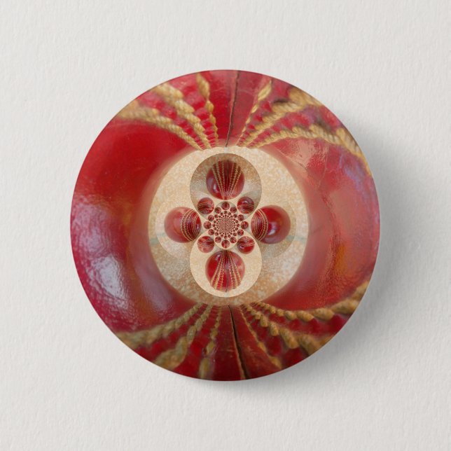 Red Cricket Balls Abstract Art Print Design 2 Inch Round Button (Front)