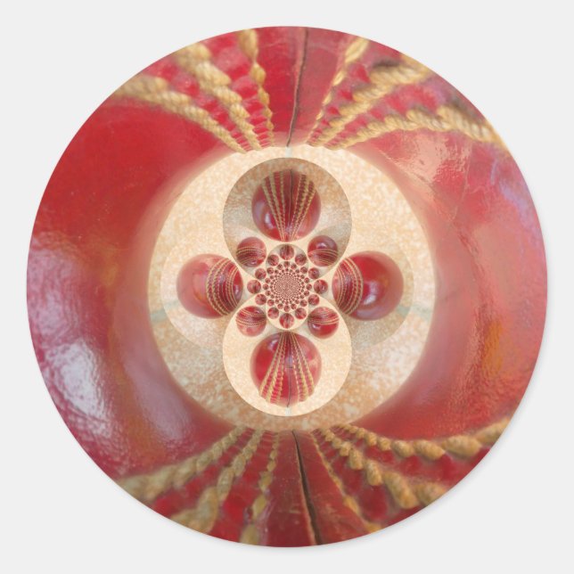 Red Cricket Balls Abstract Art Print Design Classic Round Sticker (Front)