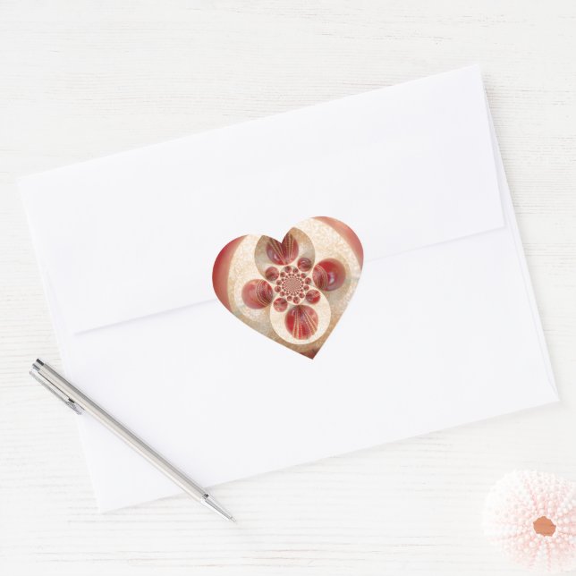 Red Cricket Balls Abstract Art Print Design Heart Sticker (Envelope)