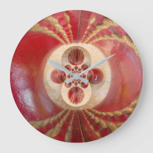 Red Cricket Balls Abstract Art Print Design Large Clock