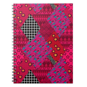 Red Crimson Colourful patchwork Notebook
