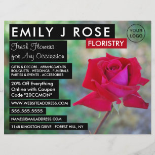 Red Crimson Rose, Floristry Advertising Flyer