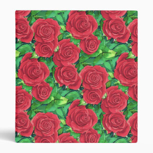 Red / Crimson Watercolor Rose Pattern Binder