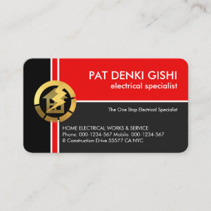 Red Crisscross Electrical Lines Business Card