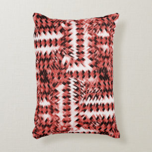 Red crisscross stripes with gradient or polished   accent pillow