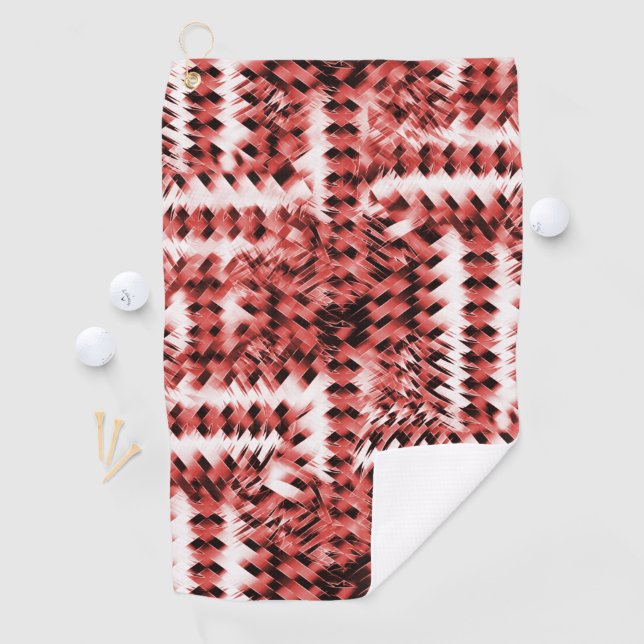Red crisscross stripes with gradient or polished   golf towel (InSitu)