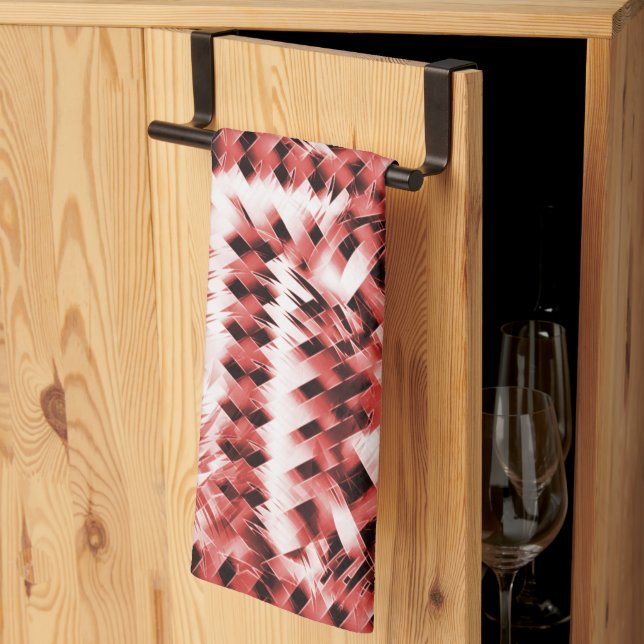 Red crisscross stripes with gradient or polished   kitchen towel (Thirds Fold)