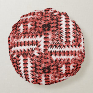 Red crisscross stripes with gradient or polished   round pillow