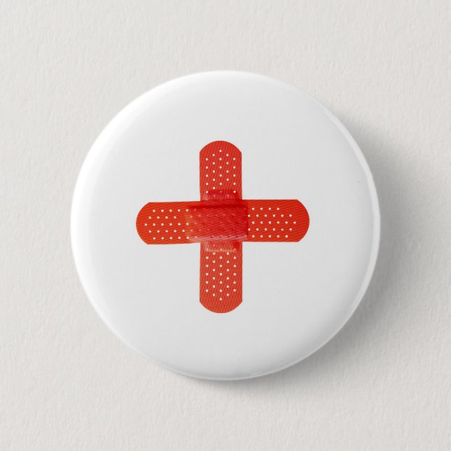Red cross 2 inch round button (Front)