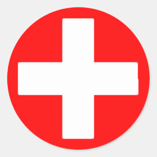 red cross classic round sticker
