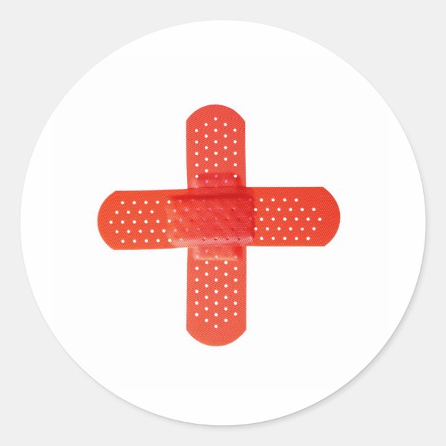 Red cross classic round sticker (Front)