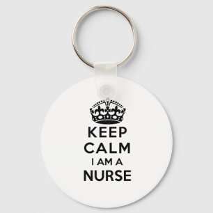 red cross crown Keep Calm I am a Nurse Keychain