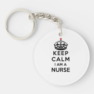 red cross crown Keep Calm I am a Nurse Keychain