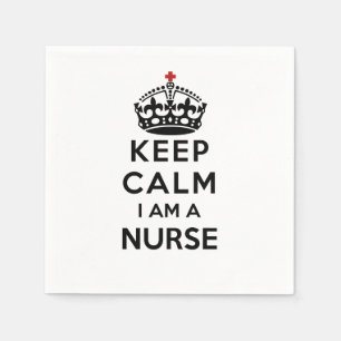 red cross crown Keep Calm I am a Nurse Napkin