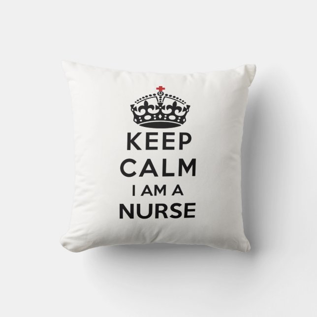 red cross crown Keep Calm I am a Nurse Throw Pillow (Front)