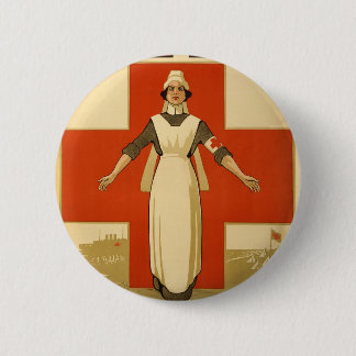Red Cross Field Nurse Poster Reading HELP 2 Inch Round Button