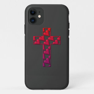 Red Cross filled with hearts iPhone 11 Case