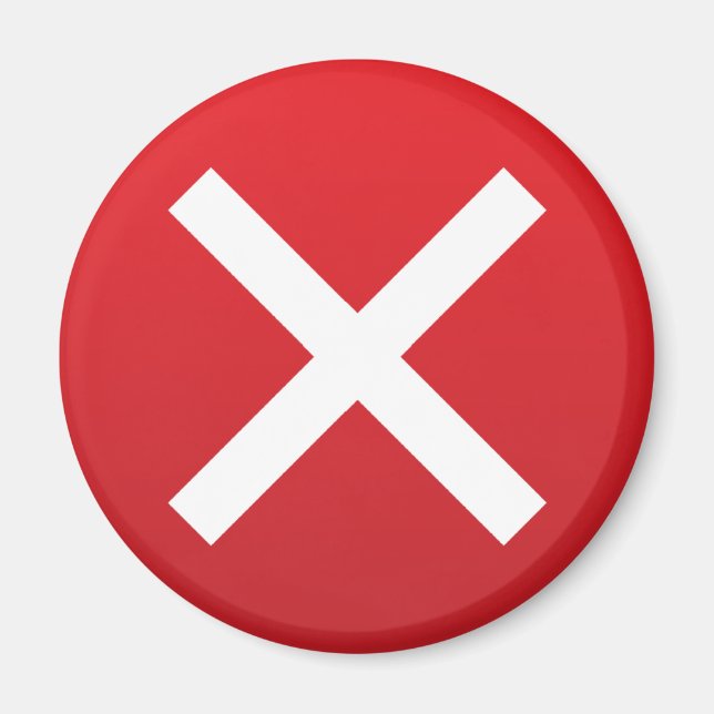 Red Cross No X Incorrect Symbol Magnet (Front)