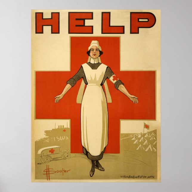 Red Cross Nurse WPA Vintage Poster (Front)