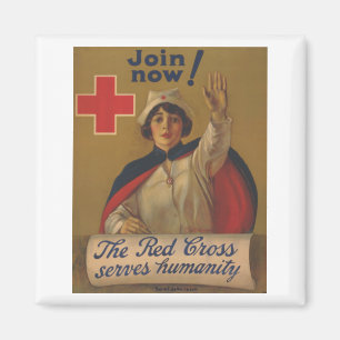 Red Cross Poster - Join Now! Magnet