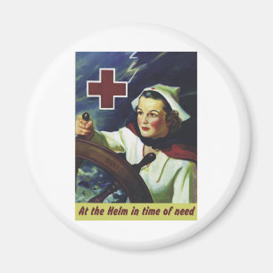 Red Cross Poster - Nurse at the Helm Magnet