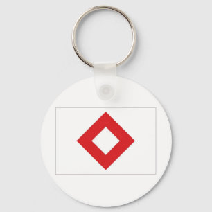 Red Cross Red Crystal Flag Keychain