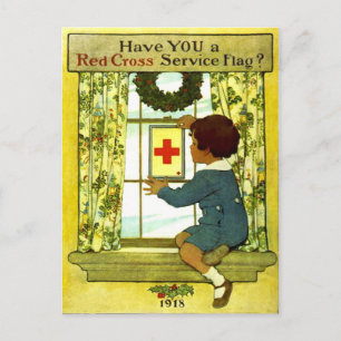 Red Cross Service Flag Postcard