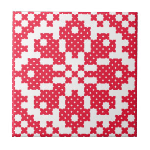 Red cross-stitch Pattern Tile