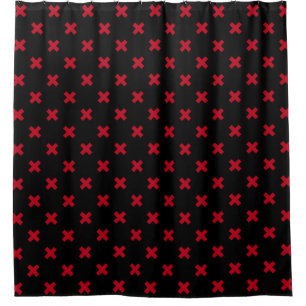 Red cross stitches on black