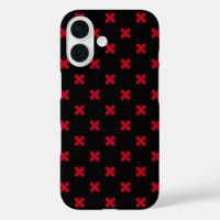 Red cross stitches on black