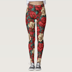 Red  Crossfit Gardenias Petal Gifts For Women Leggings