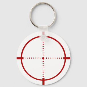 Red Crosshair Target Button  Keychain