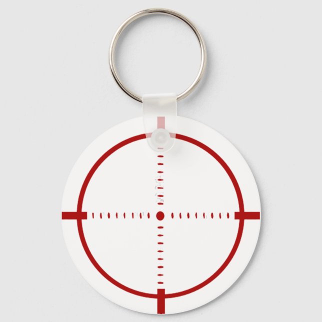 Red Crosshair Target Button  Keychain (Front)