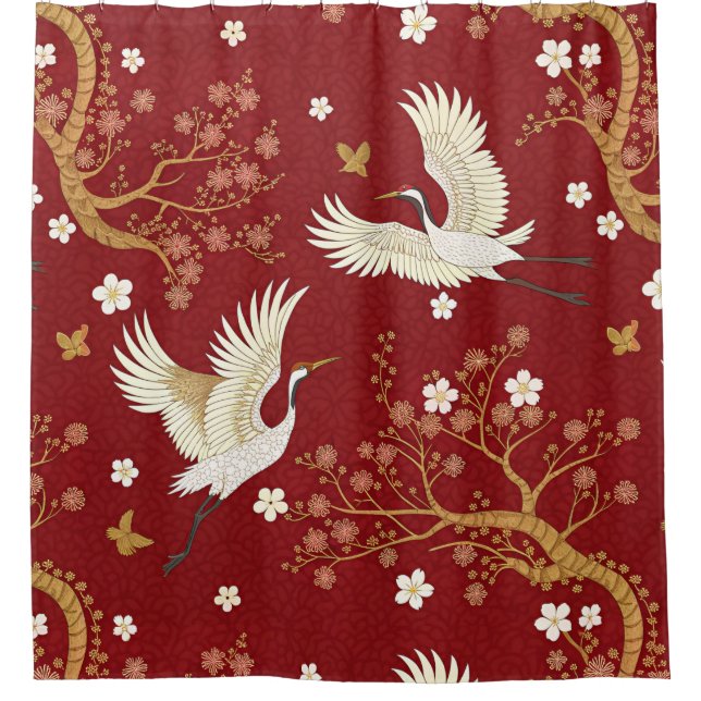 Red Crown Crane Sakura Pattern (1) (Front)