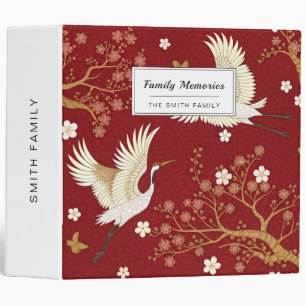 Red Crown Crane Sakura Pattern (1) Binder
