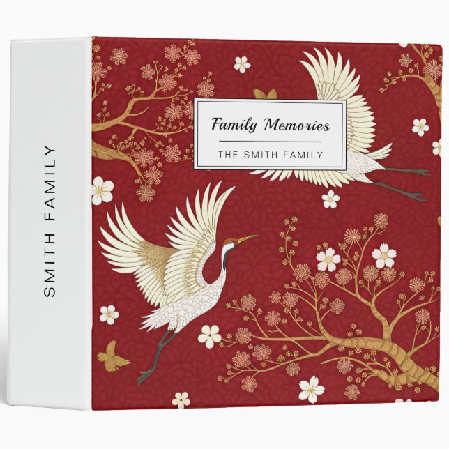 Red Crown Crane Sakura Pattern (1)  Binder (Front/Spine)