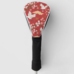 Red Crown Crane Sakura Pattern (2) Golf Head Cover