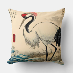 Red-Crowned Crane Throw Pillow