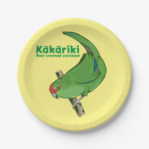 Red-crowned parakeet Kākāriki Paper Plate
