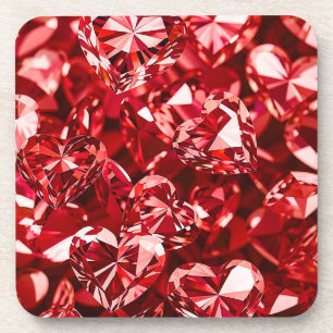 Red Crystal Diamond Hearts Coaster