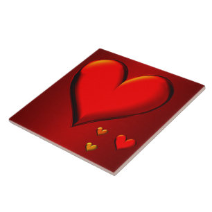 Red Crystal Hearts Tile